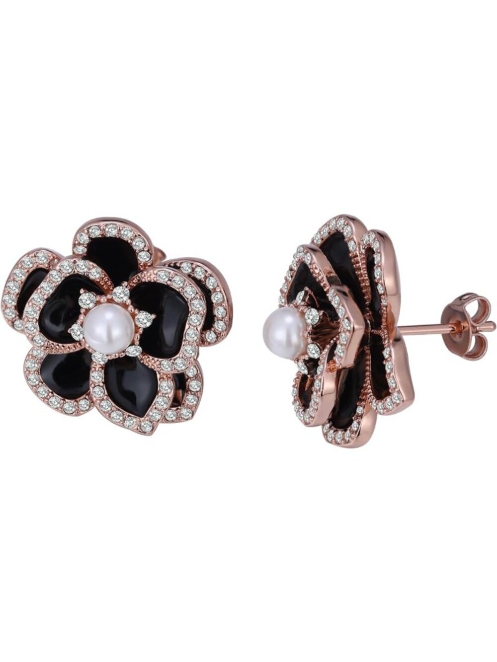 18K Gold Plated Clover Pearl Dangle Earrings, Crystal-Accented Lucky Jewelry